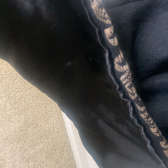 ANTHROPOLOGIE PLENTY BY TRACY REESE black wool blend TAN embroidered tie waist M - Picture 10 of 10